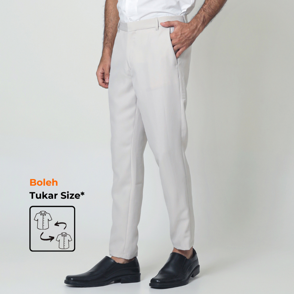 ALMANO Formal Ankle Pants Cream / Celana Formal Kantor Slim Fit Panjang Pria Krem