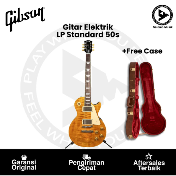 Gitar Elektrik Gibson Les Paul Standard 50s Custom Color Honey Amber Original With Case