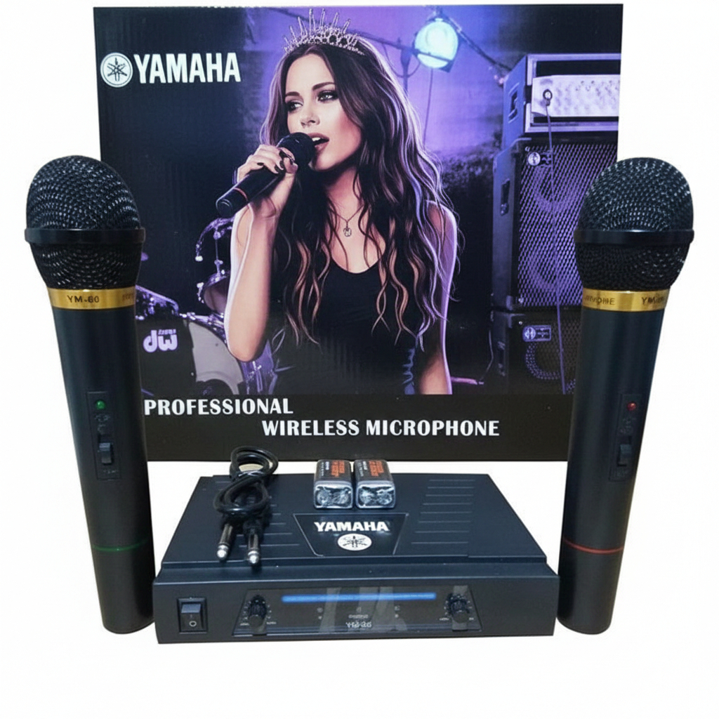 Microphone Wireless Yamaha YM-66 Professional Wireless Microphone Suara Lantang