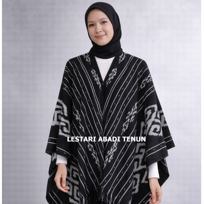 KUPAT SAMPING - CARDIGAN PENDEK TENUN WANITA MODEL KELELAWAR, BAJU OUTER TENUN KEKINIAN TERBARU