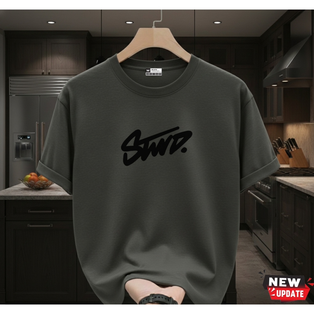 Kaos Katun Combed 24s Unisex Lengan Pendek T-Shirt Stwd Hitam Casual Unisex Premium