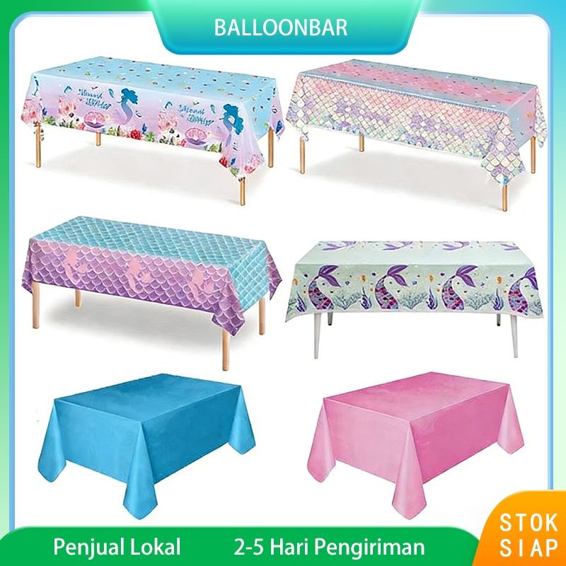 Putri Duyung Ungu Penutup Taplak Meja Plastik Sekali Pakai untuk Dekorasi Pesta Ulang Tahun Anak Per
