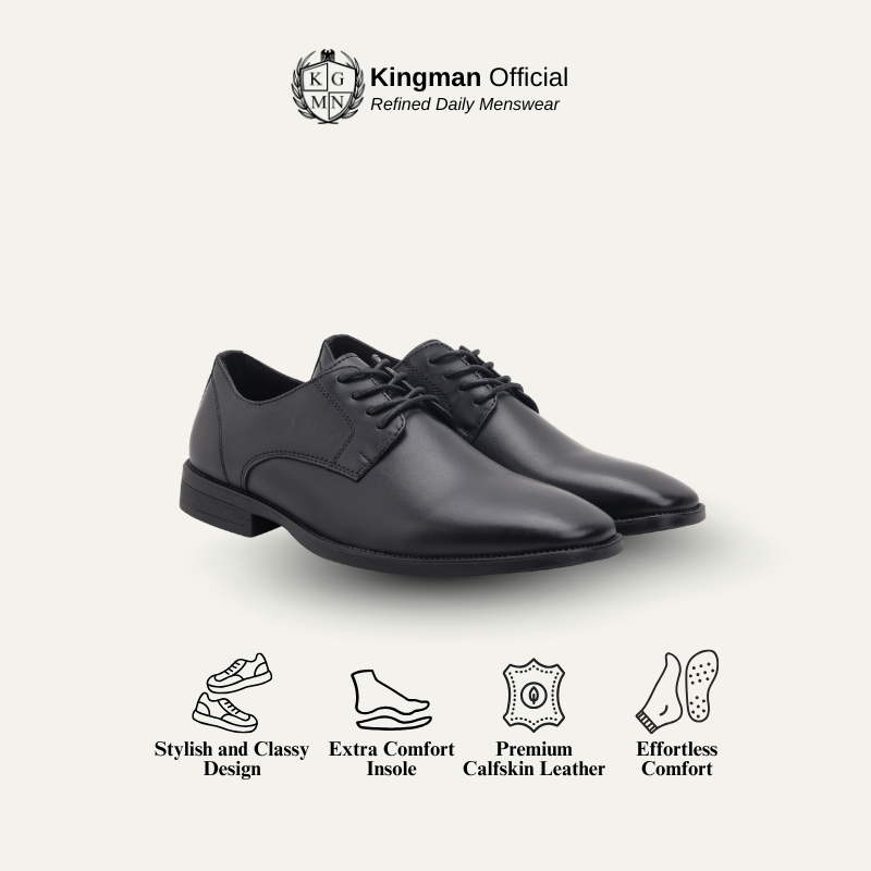 Kingman Denham Sepatu Pantofel Pria Kulit Asli Cap Toe Oxford Premium – DL25611