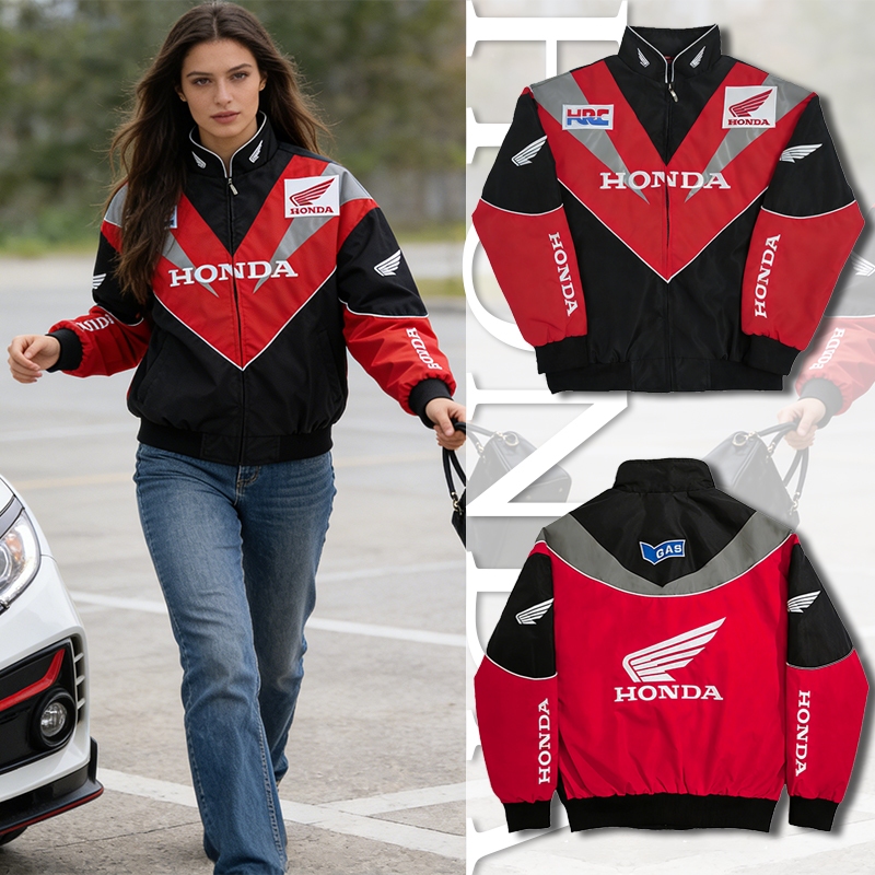 SUNSHY F1 Honda Jaket Racing Retro Full Bordir Premium Wanita  Motor Windbreaker Sport Bomber Coat U