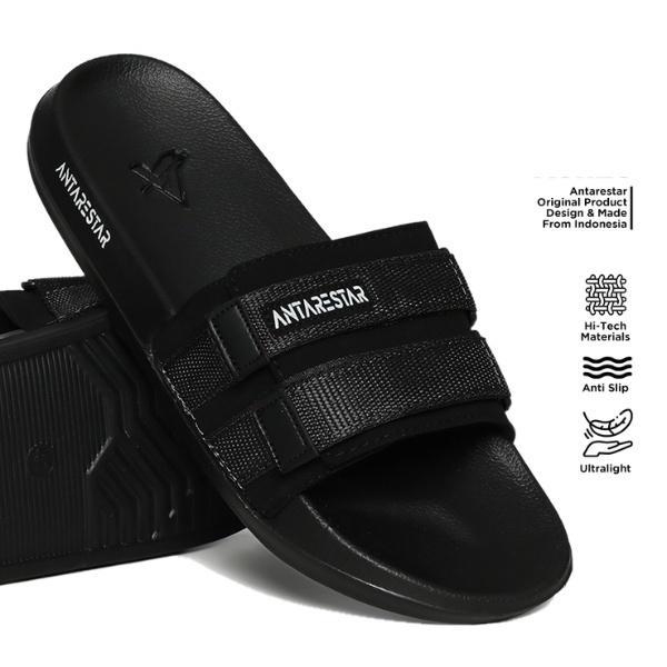 Eiger Sport - Sandal Black Slip On Hitam Selop Premium Shoes Pria Sendal Free Dompet Pioneer Skz-Dpe