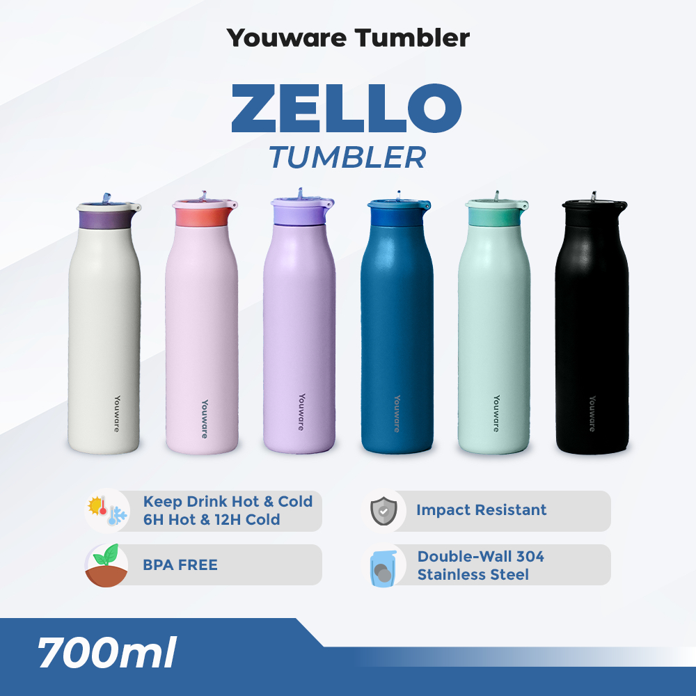Youware Tumbler - Zello Botol Minum Tumbler Stainless Steel 700ml Tahan Panas Dingin / Tumbler Olahr
