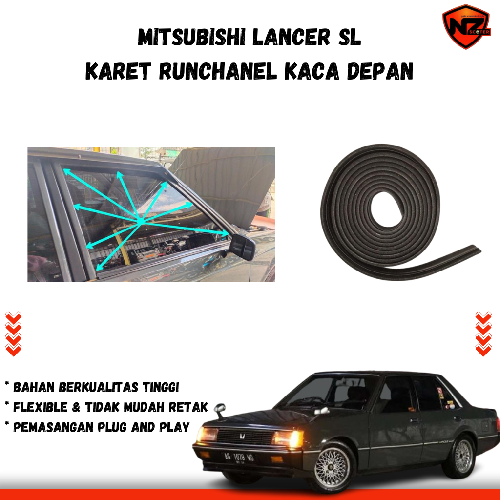 Karet Runchanel Pintu Depan Mitsubishi Lancer SL | Karet Kaca Pintu | Sparepart Mobil