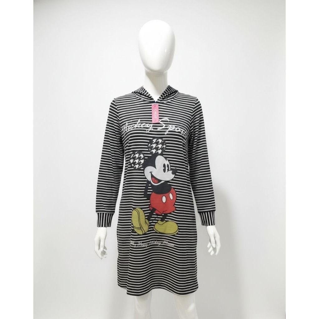 Baju Tunic Wanita Motif Mickey Mouse Garis Garis