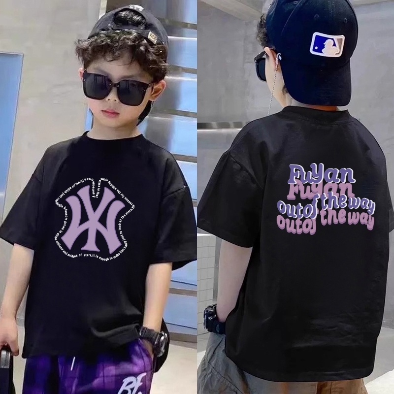 Dosmino Baju Kaos Anak Laki Laki | T-shirt Terbaru Import Untuk Usia 2-12 Tahun | Cetakan huruf ungu