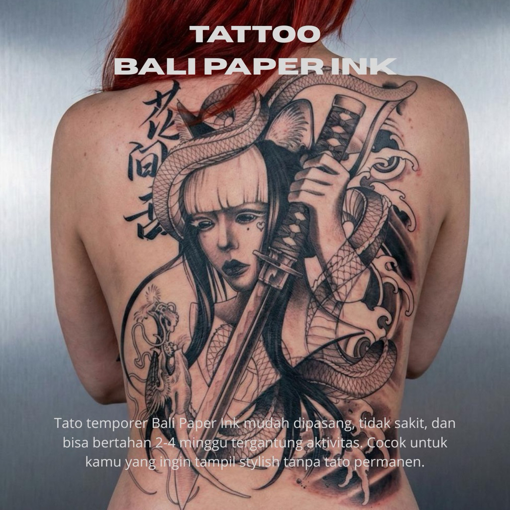 Bali Paper Ink Tatto Temporary PFB003 Geisha Dragon Samurai jepang Fruit Ink Stiker Tatto Premium Fu