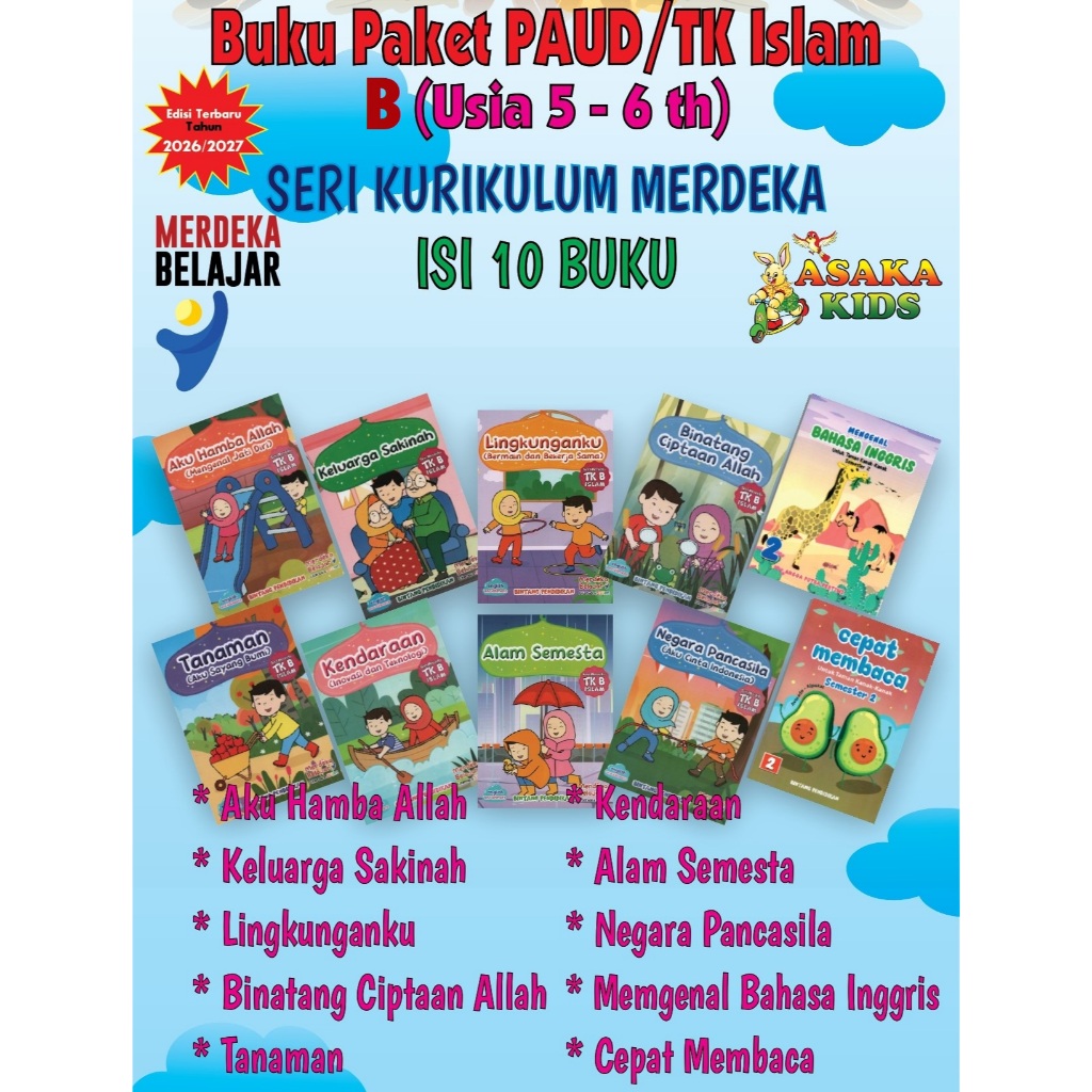 Buku Kurikulum Merdeka PAUD TK TERBARU 2026 | ASAKA - Paket Buku TK A & B Kurikulum Merdeka | Buku P
