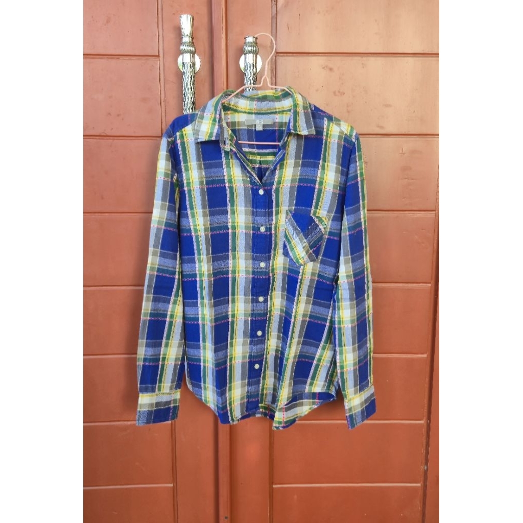 Preloved PL uniqlo plaid flannel shirt kemeja flanel kotak-kotak