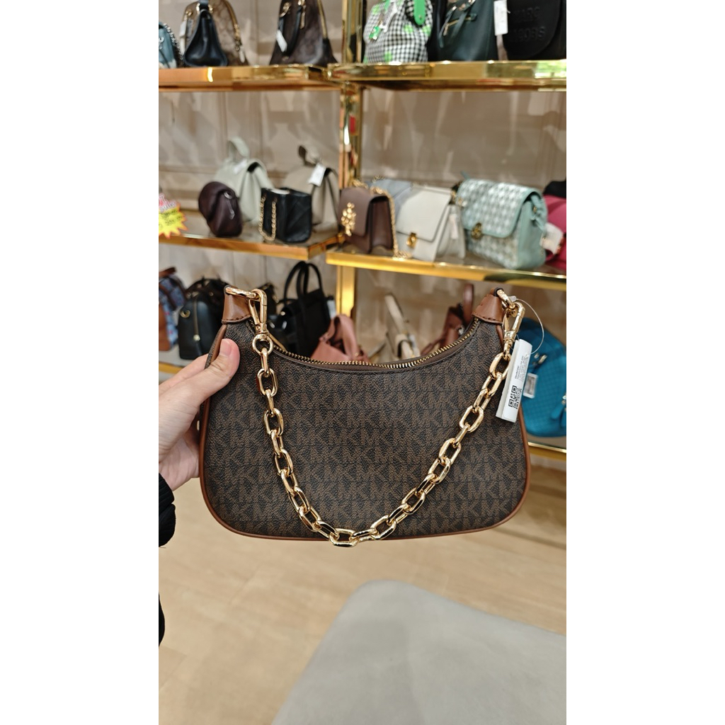 MK CORA MEDIUM ZIP Pouchette BROWN PRELOVED