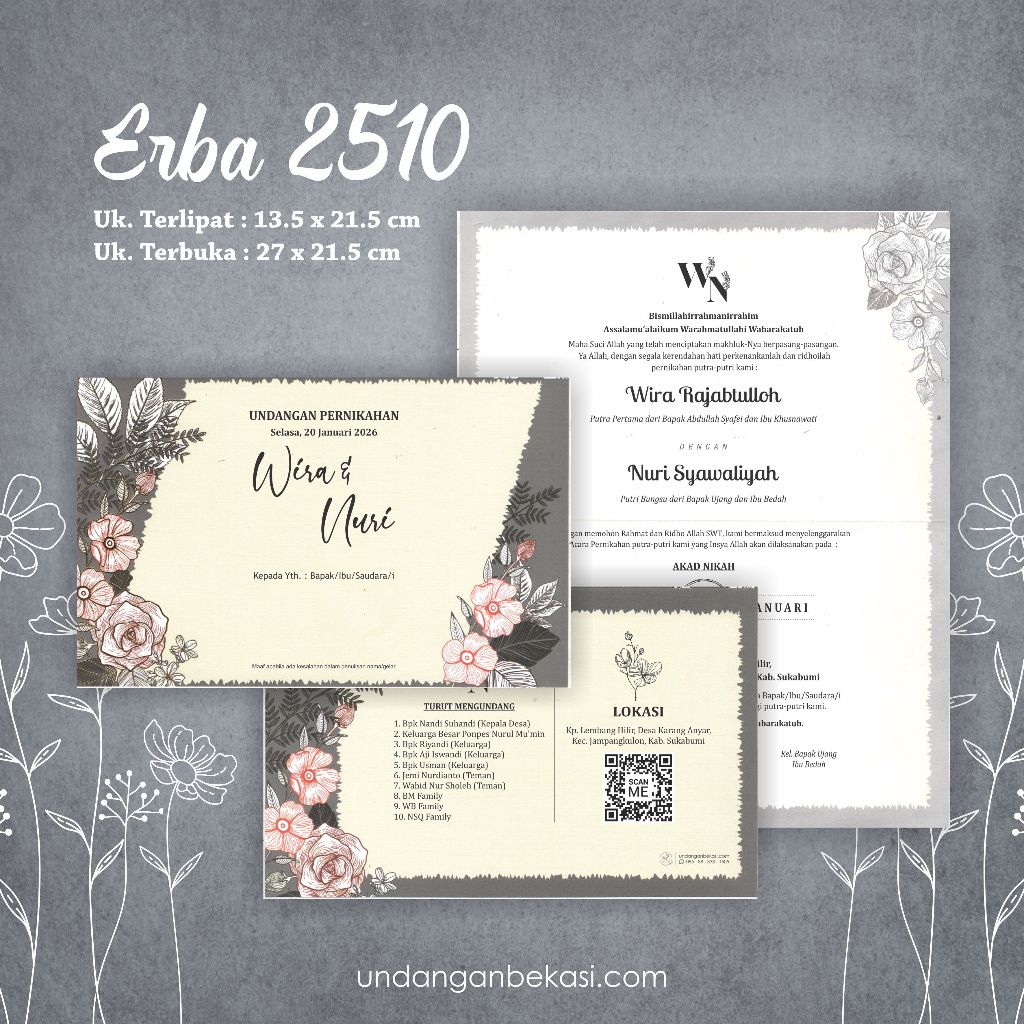 Undangan Pernikahan Landscape Softcover Rustic Kuning Erba 2510