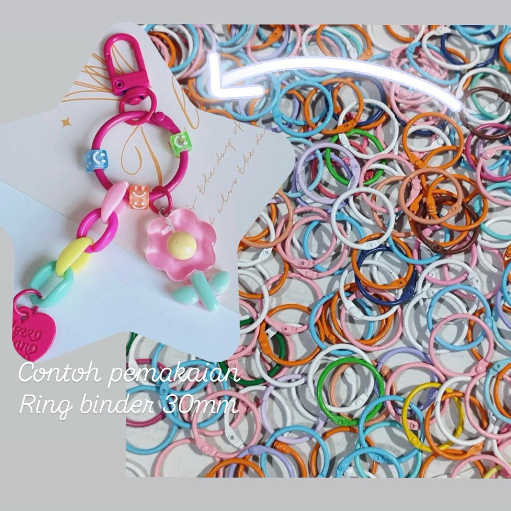 [100 pcs] RING BINDER 30mm bulat gantungan kunci ganci ring o mix warna random grosir