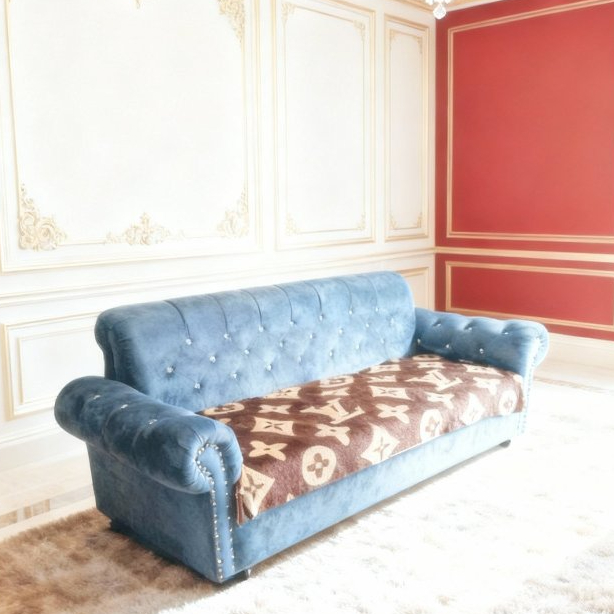 Cover Sofa Bulu Lembut Ukuran 60x180 Alas Sofa Motif Kain Penutup Alas Kursi