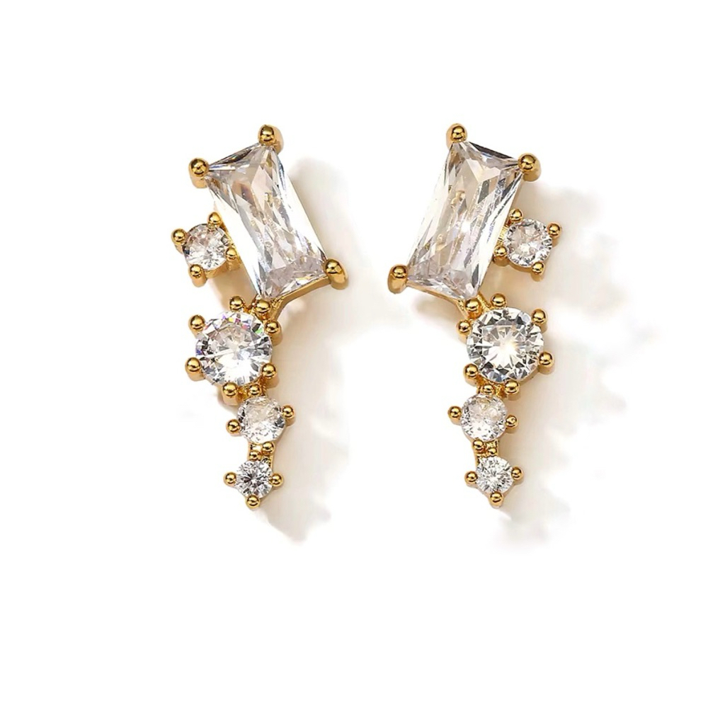 DIRA earrings anting zirconia gold rhodium AAA zirconia hypoallergenic