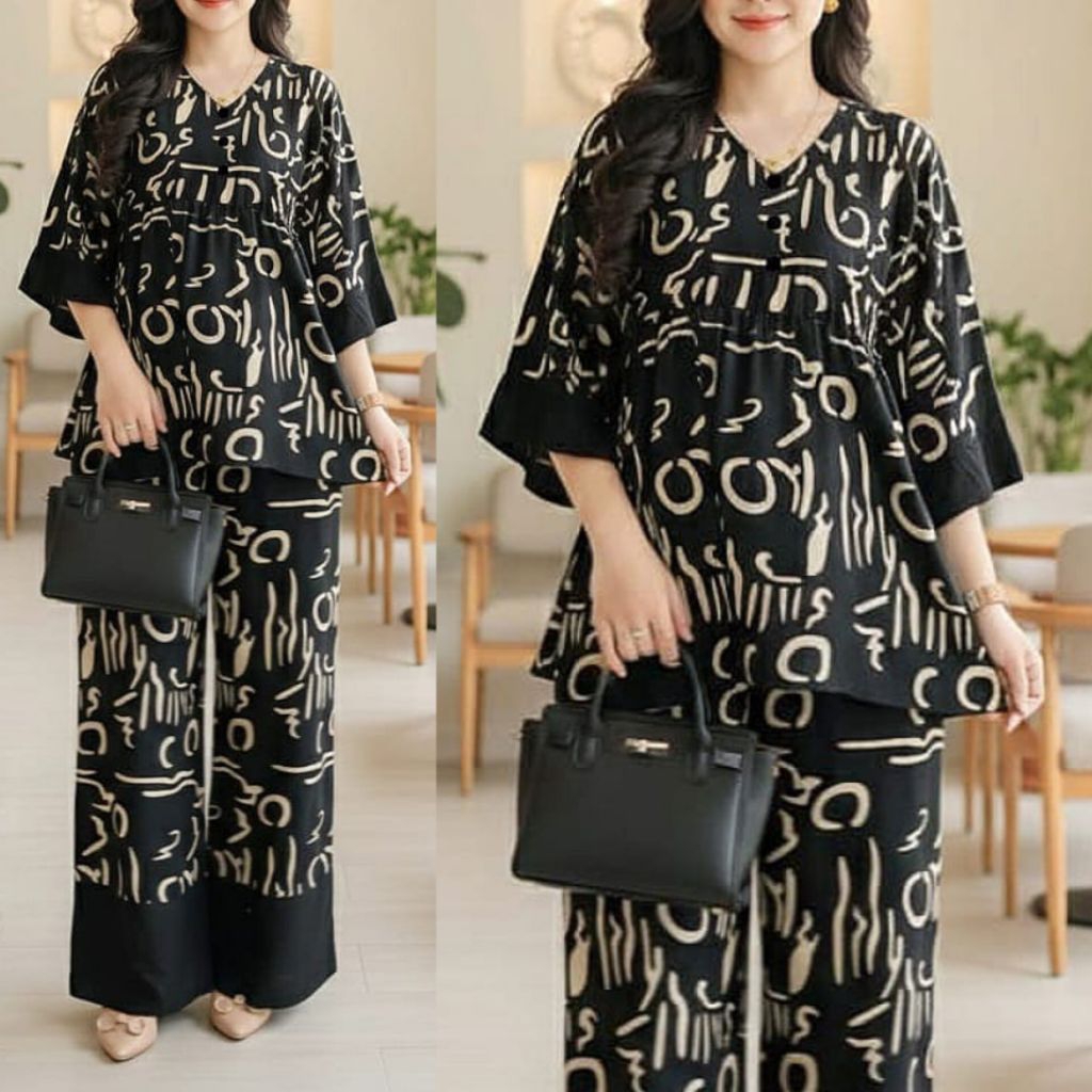 Setelan Wanita Motif Terkini I Homewear Rayon I Setelan Rayon Premium Kekinian