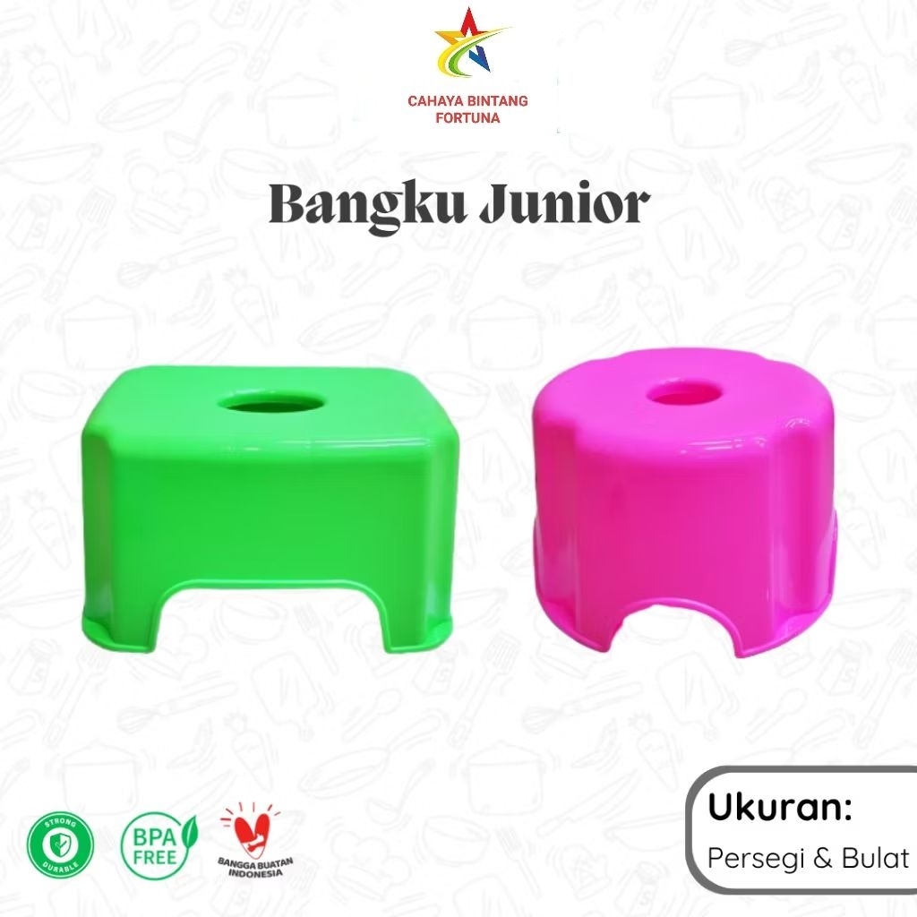 Bangku Junior Bulat & Persegi / Bangku Jongkok Pendek Plastik / Bangku Mini / Bangku Anak