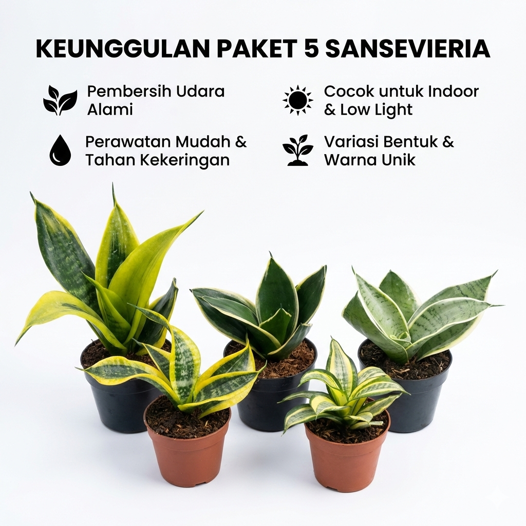 Paket 5 Jenis Tanaman Sansevieria promo Tanaman Indoor