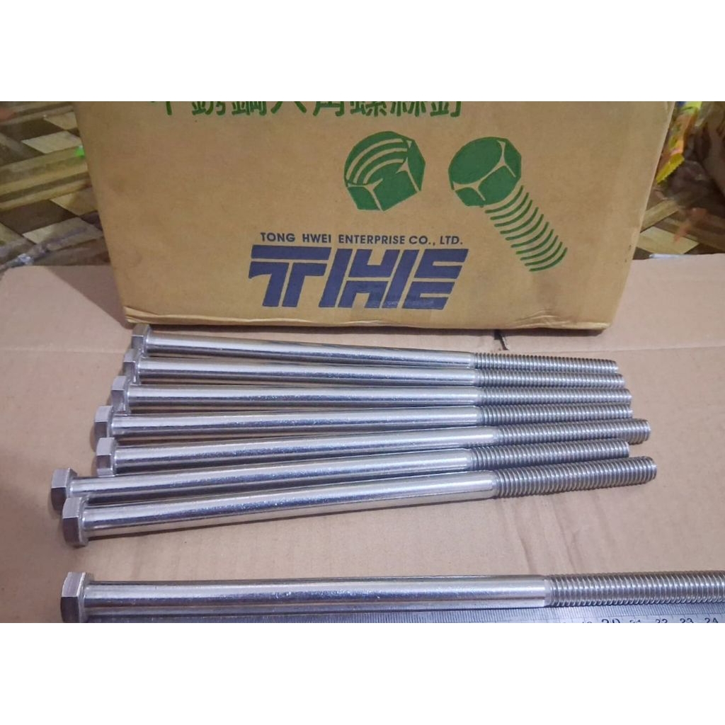 Baut mur stainless 3/8x12 baut 14 panjang 30 cm half drat baut stainless 304 baut 14 drat kasar