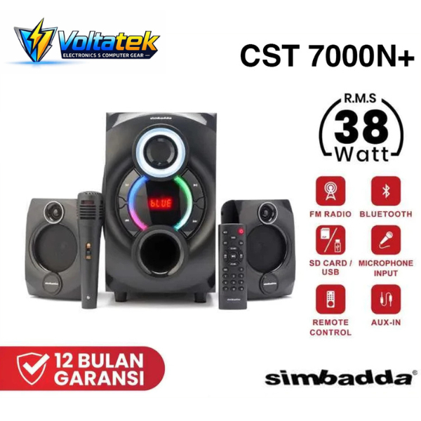 Speaker SIMBADDA CST 7000N+ Bluetooth 2.1 - FREE MIC - Multimedia Wireless RGB Desktop Subwoofer Mic