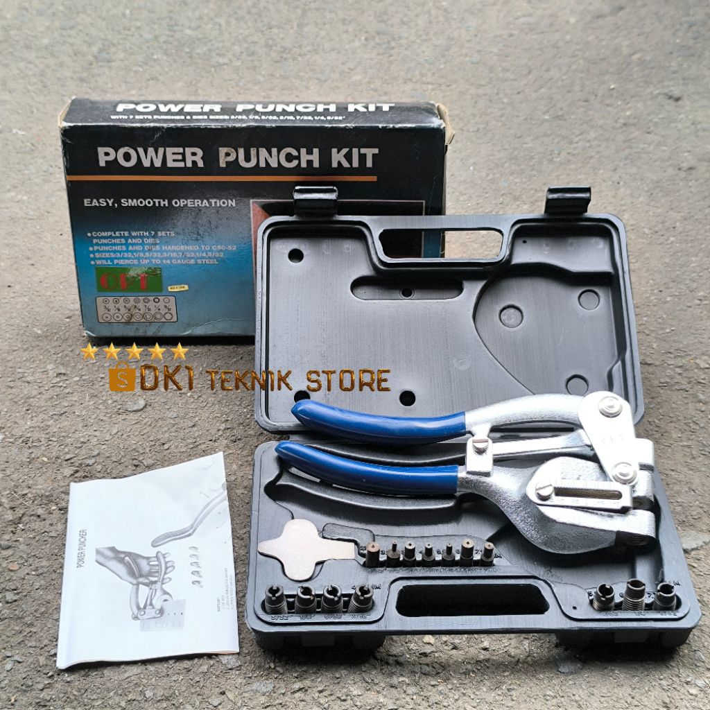 Power Punch Kit Set 7 Pcs Opt Holo Punch Kit Alat Pembolong Plat