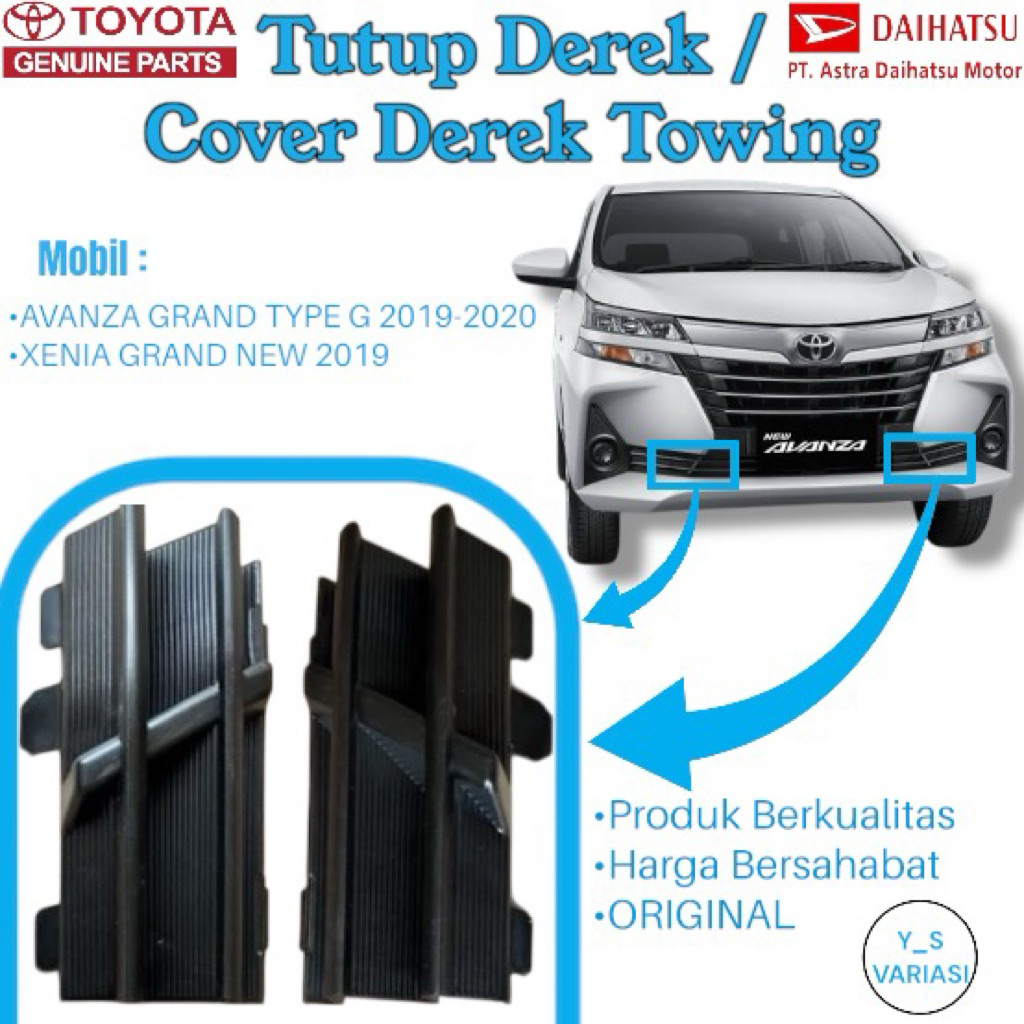 TUTUP DEREK / COVER DEREK TOWING DEPAN MOBIL AVANZA XENIA GRAND TYPE G 2019-2020 ORIGINAL