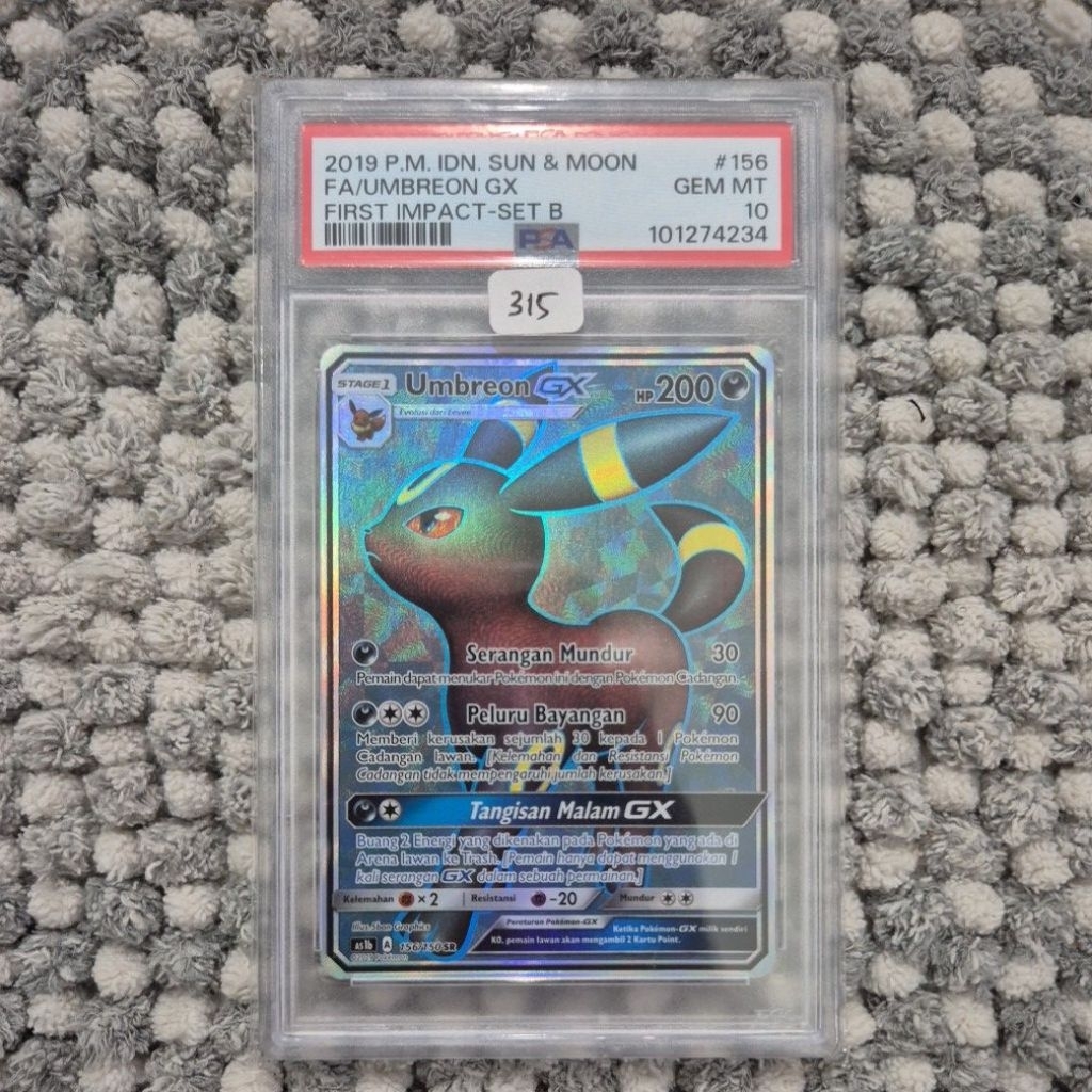 UMBREON GX #156 - PSA 10 (GEM MT) - 2019 POKEMON INDONESIA SUN & MOON - FIRST IMPACT SET B