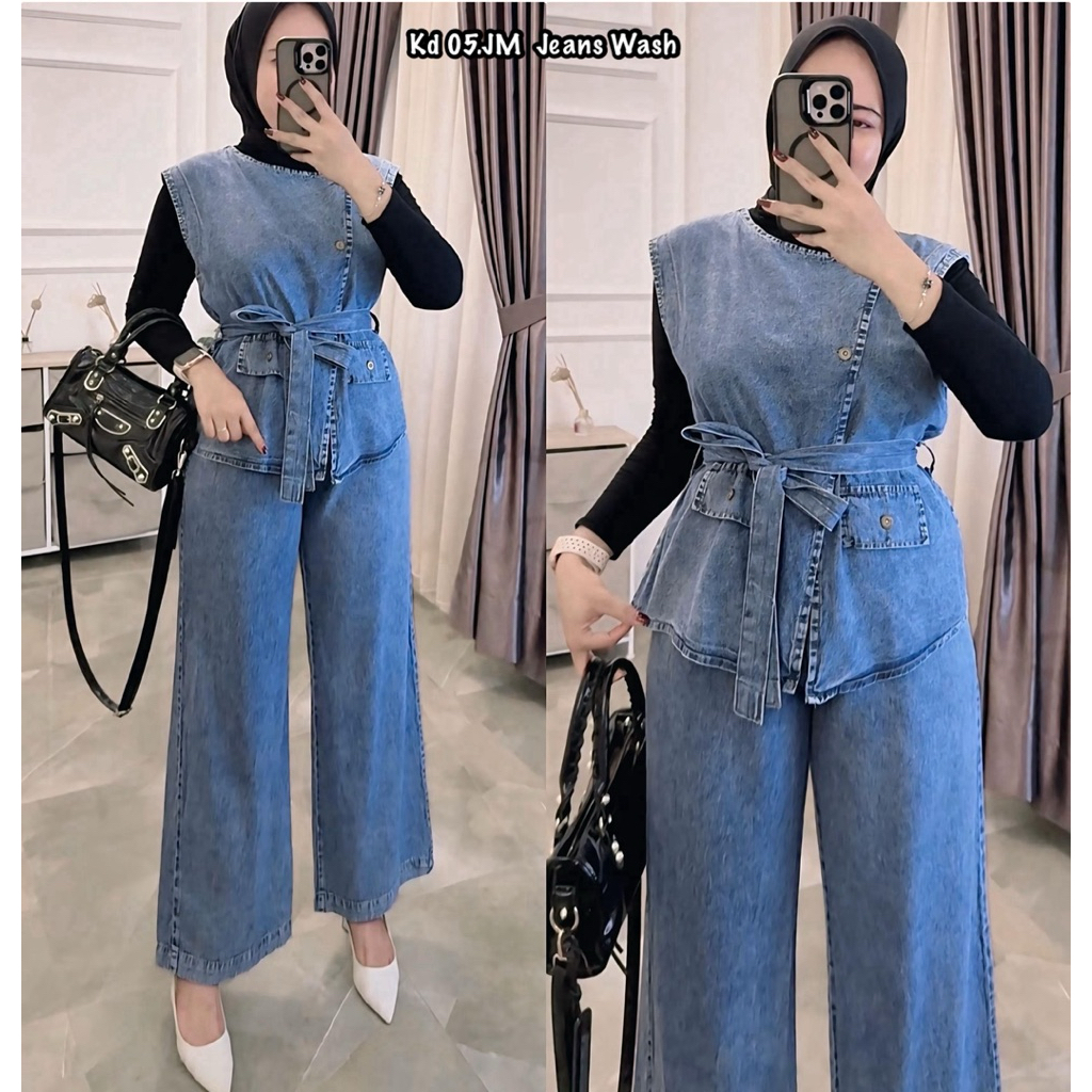 Set vest Levis set celana Levis fashion muslimah