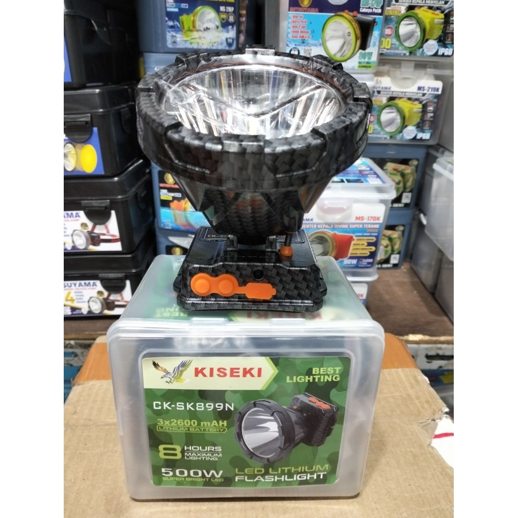 Kiseki senter kepala Ck-Sk899N led cahaya putih 500 watt baterai litium