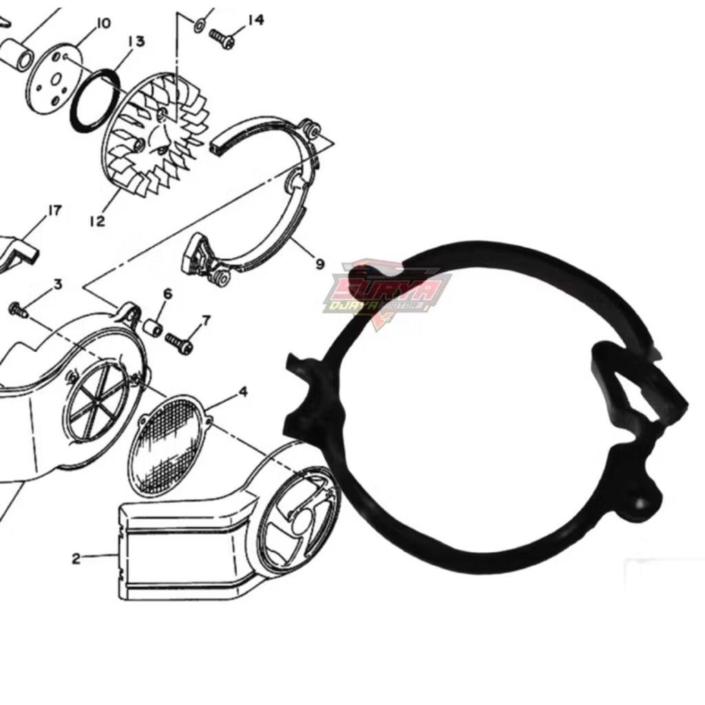 Damper Air Shroud Yamaha F1ZR F1Z Force 1 Original 3XA | Karet Tutup Kipas Magnet