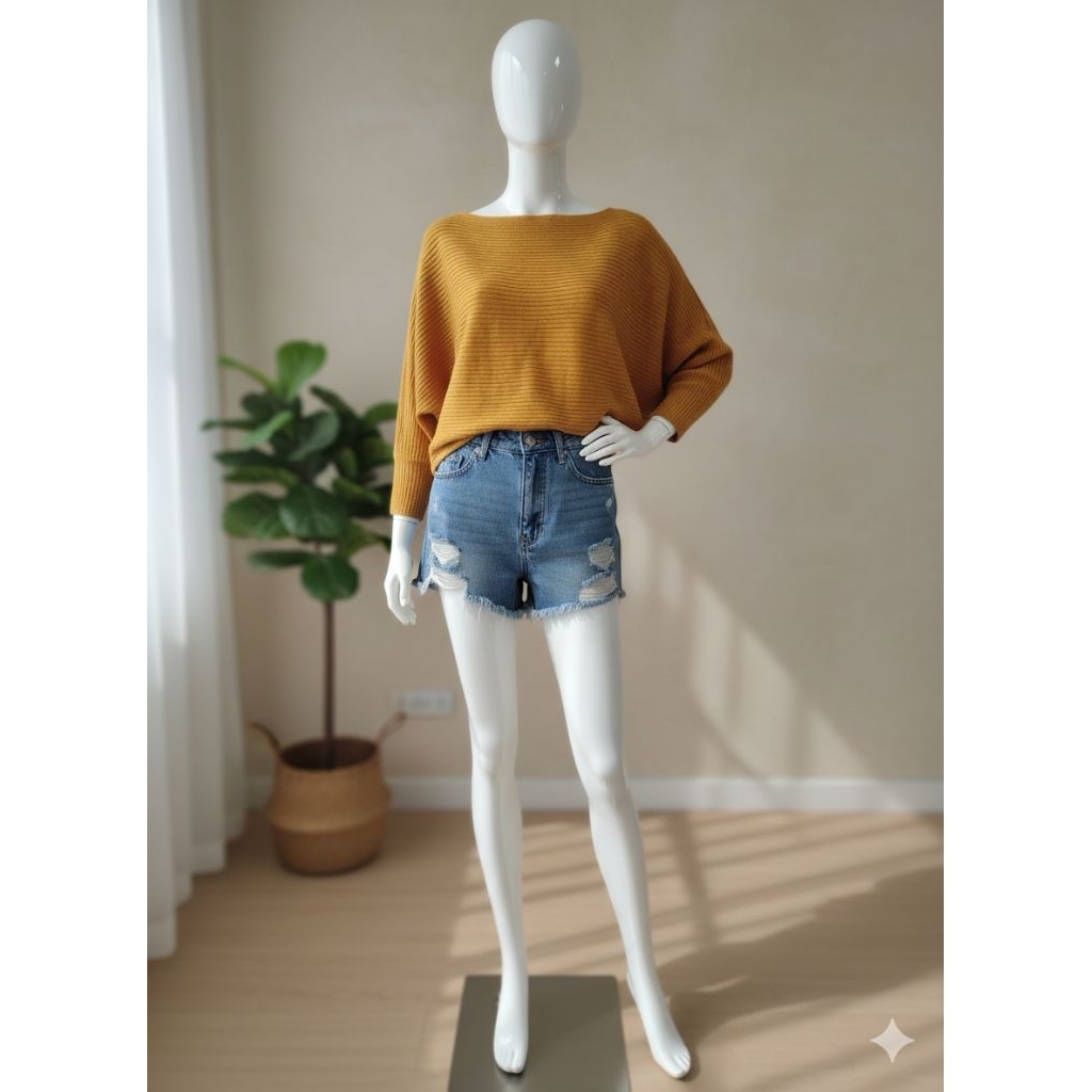 Atasan batwing wanita warna mustard | atasan semi crop wanita