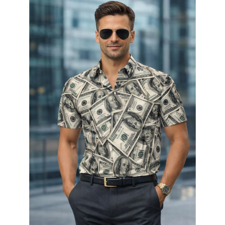 Kemeja Dollar - Kemeja Mata Uang Dollar - Kemeja 100 dollar