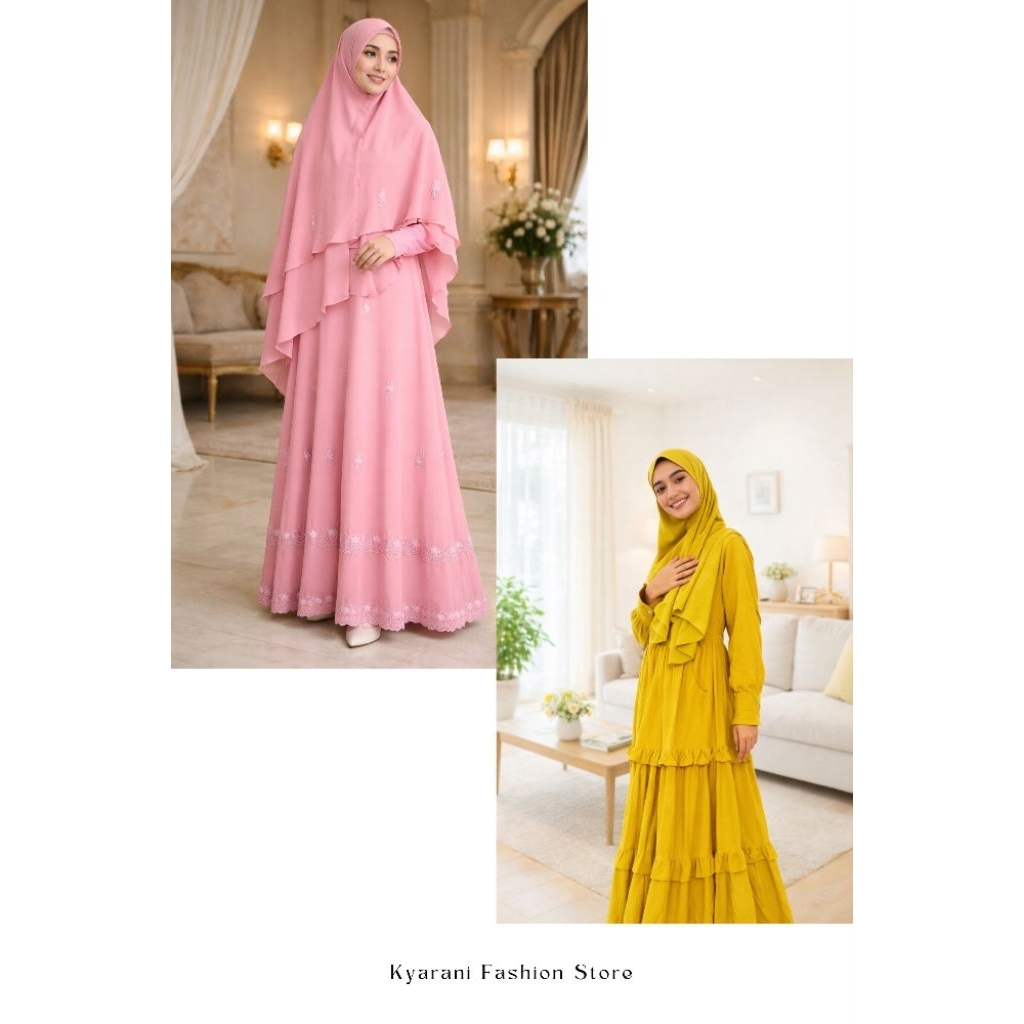 Gamis Syar'i Babydoll Ceruty Set Khimar