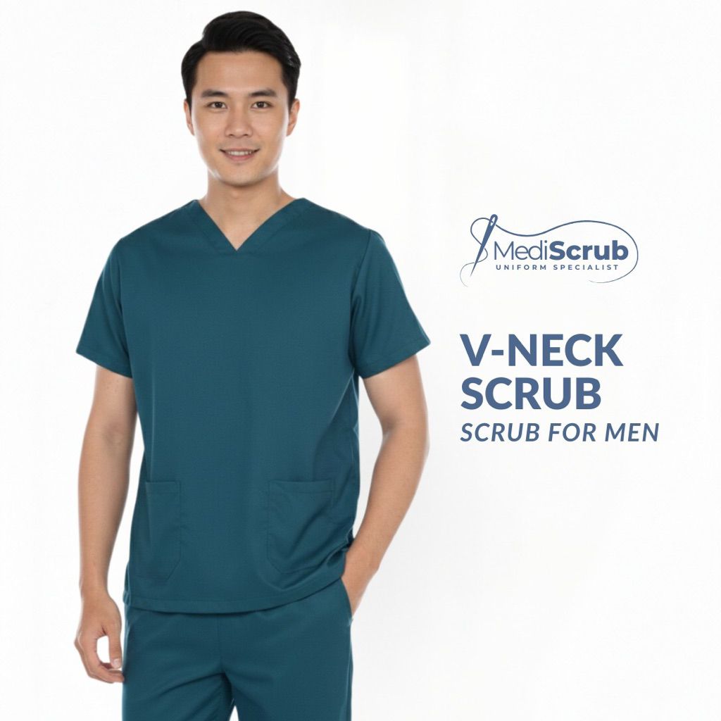 MediScrub V-Neck Pria Scrub for Men – Bahan Premium Toyobo