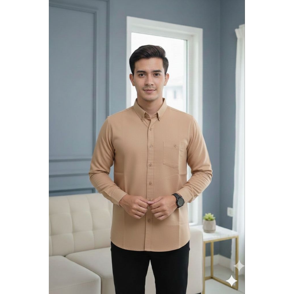 kemeja dewasa polos atau couple ayah lengan panjang