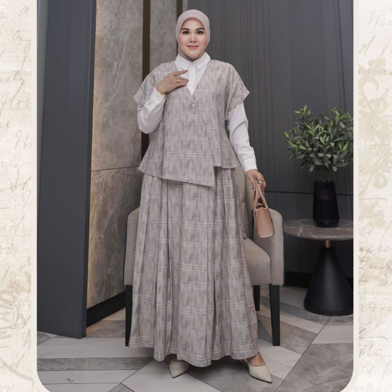 Blouse Set 3in1 Rok. Paket Baju Rompi Rok Ray. Rompi Rok 2in1