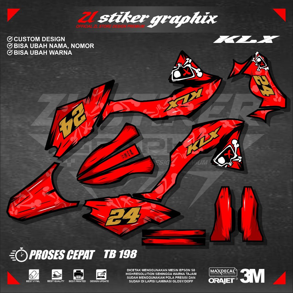 Decal Stiker KLX BF,KLX G Full Body Crome Premium TB198