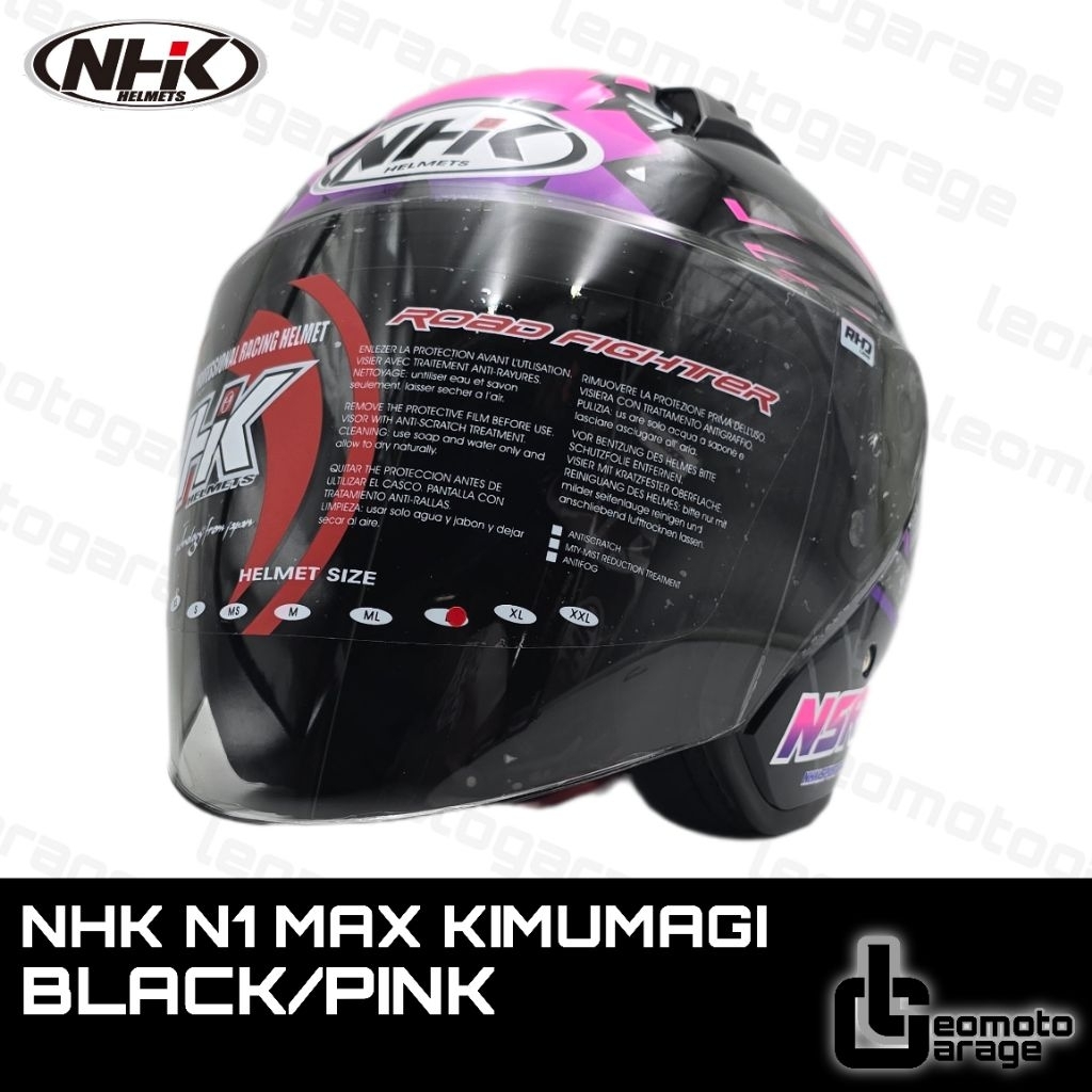 HELM NHK N1 MAX KIMUMAGI HELM HALF FACE BLACK PINK