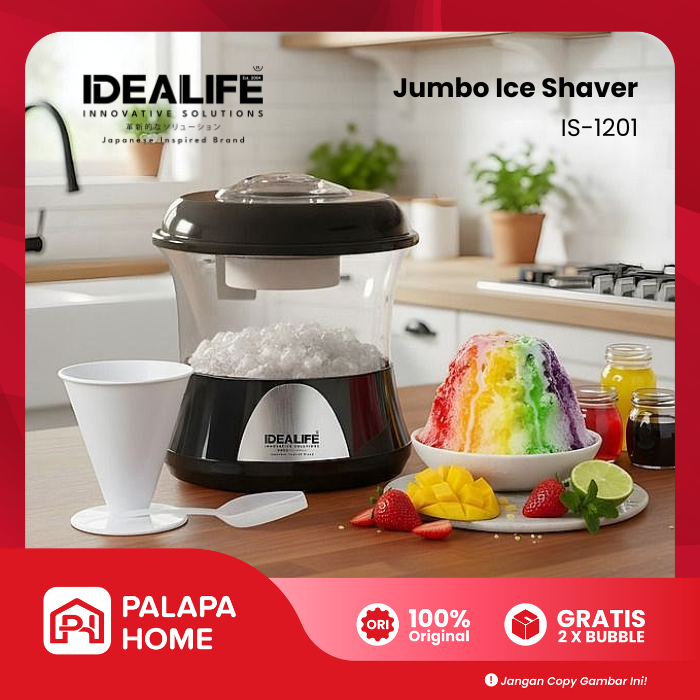 Idealife Mesin Penyerut Es Batu Otomatis Kapasitas Besar 2 Liter | Jumbo Ice Shaver Low Watt IS-1201