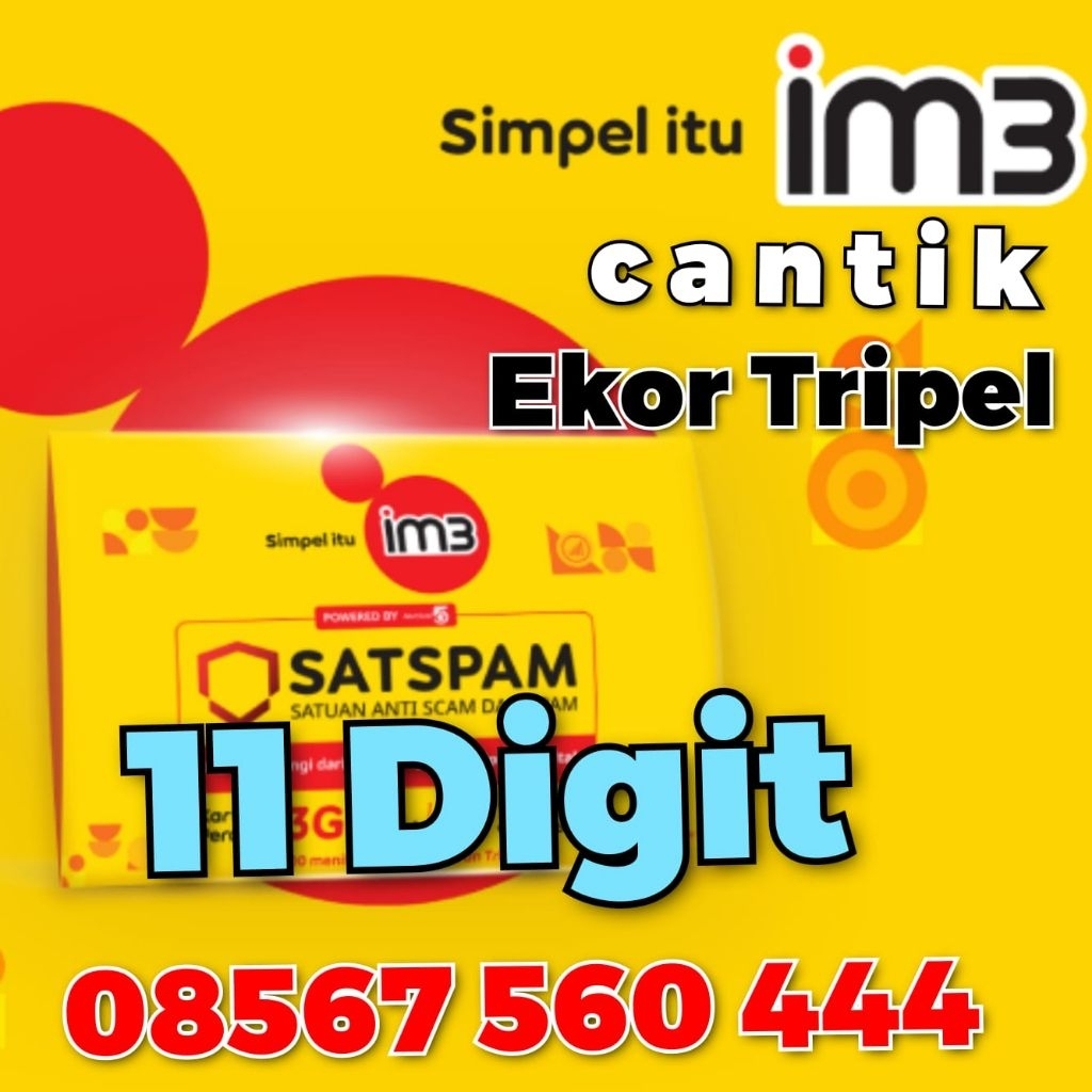 Kartu Perdana Nomor Cantik Indosat Ooredoo 11 digit seri tripel ekor rapih pilihan cocok untuk ponse