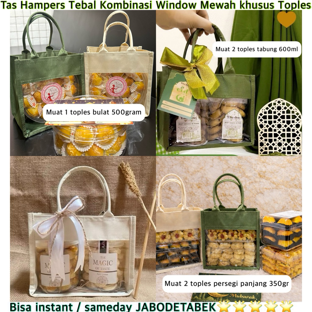 Tas Hampers Tebal muat 2 toples persegi panjang 350gram / 1 Toples Bulat 500gram Tas Kue Kering Leba