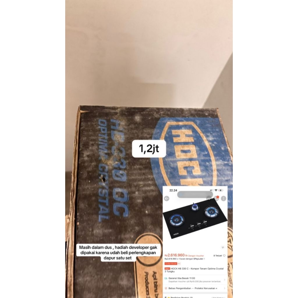 HOCK HB~330~OC Kompor Tanam 3 Tungku OPTiMA CRYSTAL ~ Gas Stove Free ongkir