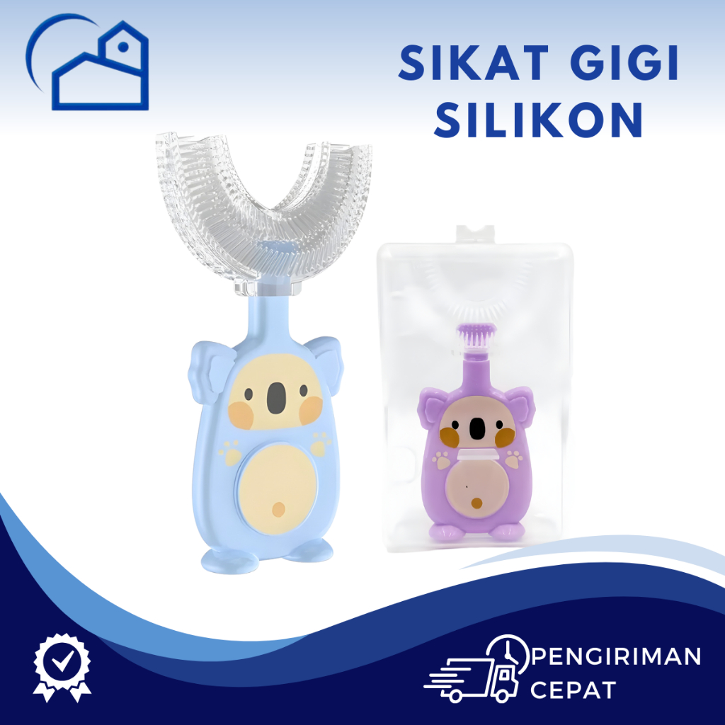 HOMESTATION - Sikat gigi betuk U anak Bahan silikon / Sikat Gigi Anak 2-6 tahun dan 6-12 tahun