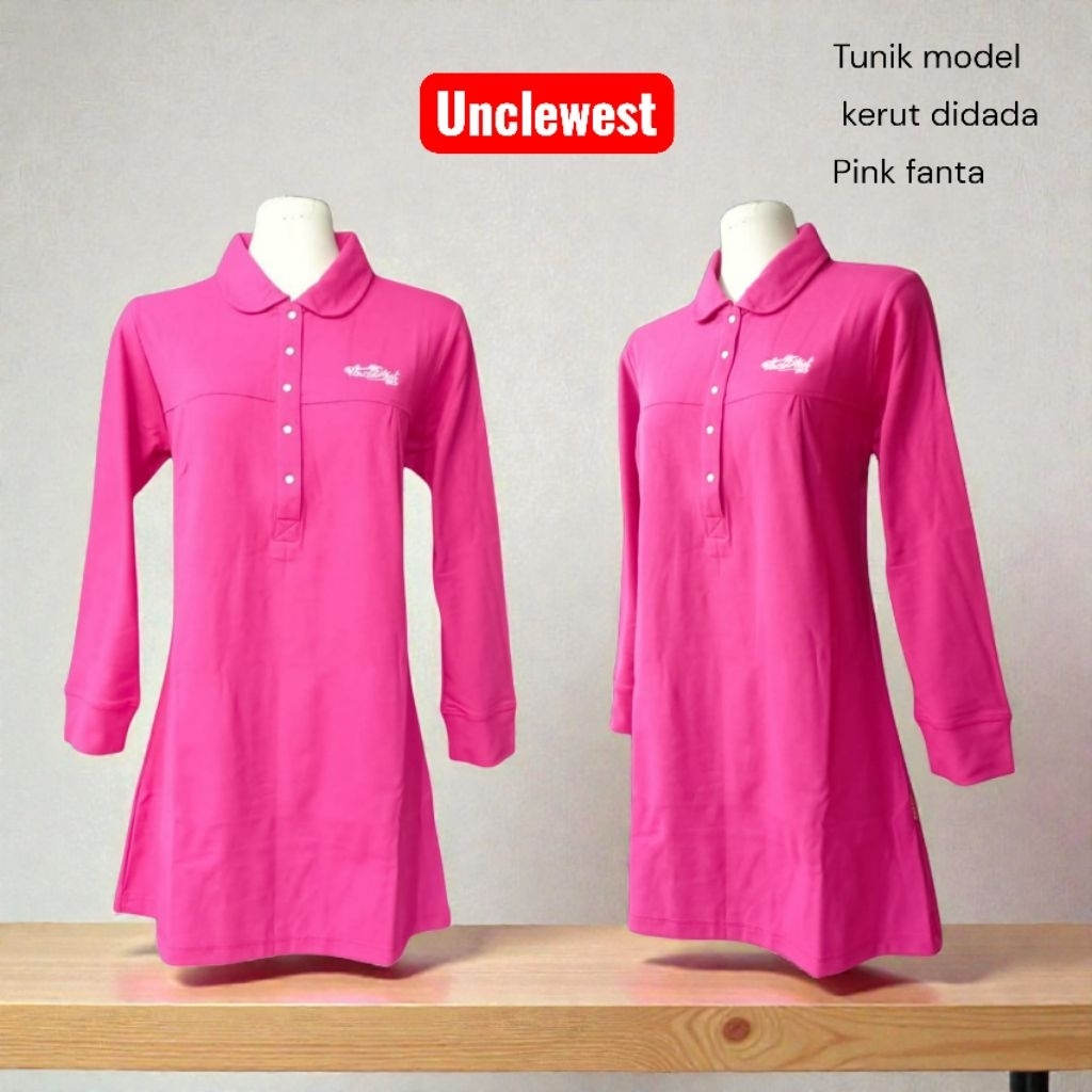 Tunik polos unclewest model kerut di dada