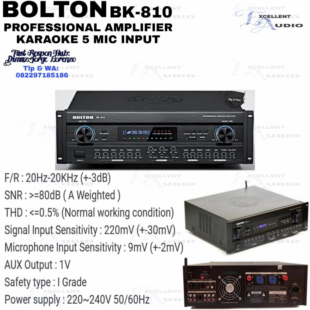BOLTON BK 810 BK810 Professional Amplifier Karaoke 5 Mic Input