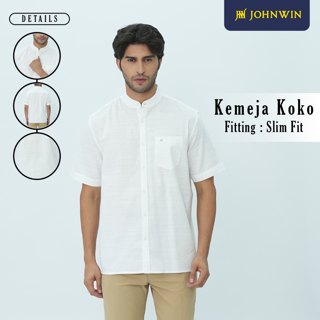 Johnwin - Baju Koko - Single Pocket - Lengan Pendek - Putih - FSH.652.S606.945.C-S/S