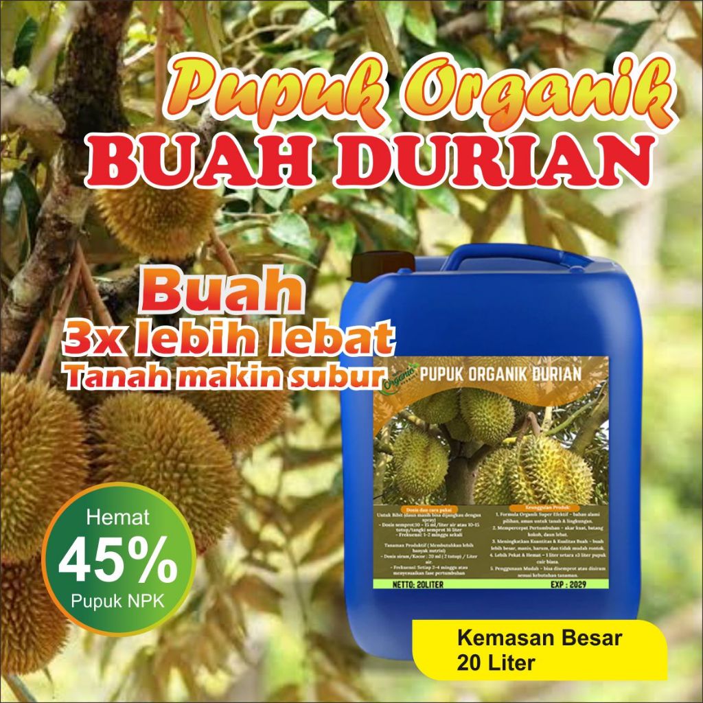 Pupuk organik durian 20 liter, melebatkan buah dan bunga cocok untuk bibit durian bawor, durian mont