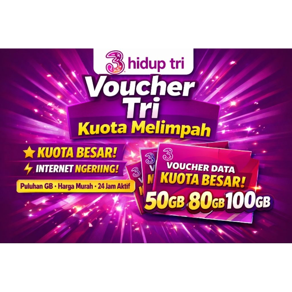 Voucher Tri AON | Jatim, Jateng, Bali | Paket Data